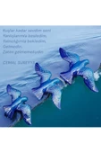 sharpart  3lü Turkuaz Mavi Seramik Duvar Süsü Kuşlar - 1