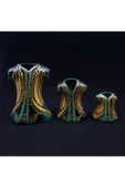 sharp&art  3 LÜ %100 EL İŞLEMESİ SERAMİK KAFTAN VAZO SETİ - 3