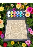 sharp&art  12 Farklı Model 20 Cm Ahşap Mandala,okul Aktivite,sanatsal Eğitim Hobi Seti (6LI BOYA VE FIRÇA SETİ) - 2