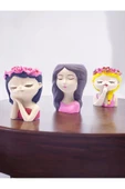sharp&art  Üç Kız Kardeş, Kaktüs Hediyeli Biblo Taş Boyama Hobi Seti - 3