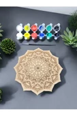sharp&art  12 Farklı Model 20 Cm Ahşap Mandala,okul Aktivite,sanatsal Eğitim Hobi Seti (6LI BOYA VE FIRÇA SETİ) - 2