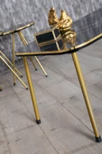 Gold Falez Orta Sehpa Beyaz Elips Gold Metal Ayak Gold - 4