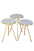 Gold Falez Zigon Sehpa ve Orta Sehpa Kr Gold Metal Ayak Gold Beyaz Set thumbnail 6