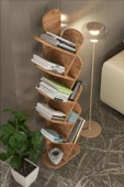 Gold Falez Kitaplık 10 Raflı Dekoratif Bölmeli Ev Ofis Çok Amaçlı Ceviz - 4