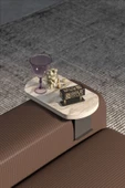 Gold Falez Yan Sehpa Ayarlanabilir Tepsi OVAL Dekoratif Modern Yatay Dikey Koltuk Sehpası EFES thumbnail 1