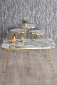 Gold Falez Zigon Sehpa Ve Orta Sehpa Kr Set Gold Efes Tel - 1