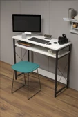 Gold Falez Çalışma Masası Bilgisayar Laptop Ofis Masası Okul Ev Beyaz - 1