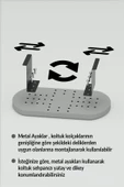 Gold Falez Yan Sehpa Ayarlanabilir Tepsi OVAL Dekoratif Modern Yatay Dikey Koltuk Sehpası GORDİON - 5