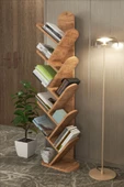 Gold Falez Kitaplık 10 Raflı Dekoratif Bölmeli Ev Ofis Çok Amaçlı Ceviz - 3