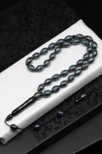 Gümüş İşlemeli Kuka Tesbih 8 x 12 mm Arpa Kesim - 1