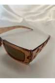 Vintage Model Baklava Desen Detaylı Kahverengi Unisex Güneş Gözlüğü - 10
