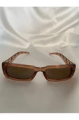 Vintage Model Baklava Desen Detaylı Kahverengi Unisex Güneş Gözlüğü - 8