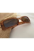 Vintage Model Baklava Desen Detaylı Kahverengi Unisex Güneş Gözlüğü - 7