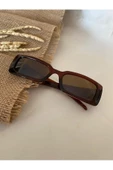 Vintage Model Baklava Desen Detaylı Kahverengi Unisex Güneş Gözlüğü - 1