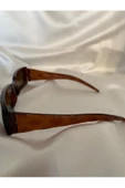 Vintage Model Baklava Desen Detaylı Kahverengi Unisex Güneş Gözlüğü - 11