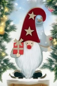 Yılbaşı Süsü Dekoratif  Ahşap Kürklü Gnome Noel Baba Biblo Figür - 14 cm thumbnail 3