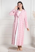 Mecit 6101 Bayan Hamile Lohusa Pembe Sabahlık Gecelik Takımı thumbnail 2