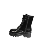 YAZKIŞ Kadın Siyah Parlak Cilt 18cm Bilek Boyu 6cm Kalın Taban Fermuarlı Bağcıklı Soğuya Dayanıklı thumbnail 3