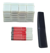 İHA Kalem Kan Taşı 6 Adet,100 Adet Tıraş Bıçağı (5x20),Punto Pnt4 Siyah 19cm Tarak Set - 1