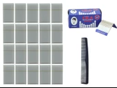 İHA Tek Kullanımlık Kan Taşı (24 x 20 Adet),100 Adet Tıraş Bıçağı (5x20),Punto Pnt4 Siyah 19cm Tarak Set - 2