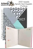 2025 Ajanda Spralli Sert Kapak 1 Adet 17x24 cm Telli Ajanda 2025 Çizgili Ajanda Günlük Planlayıcı Termo Kapak Ofis Okul - 1