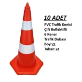 Mfk TRAFİK KONİSİ (75 cm) PVC ÇİFT REKLEFTİFLİ 10 ADET - 1
