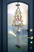 Ahşap Dekoratif ÇAnlı ve Kozalaklı XMAS Kapı Süsü 65 cm- Dekoratif ve Hediyelik Ahşap Yılbaşı Süsü - 5