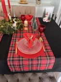 Yeniyıl Kırmızı Ekoseli Siyah Runner 1 Adet Noel Christmas Ranır Sofra Winter Newyear Kareli - 2