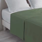 Maki Home Yüzde Yüz Pamuklu Yosun Yeşili 240x260 Çift Kişilik Yataklara Uygun Lastiksiz Düz Çarşaf - 1