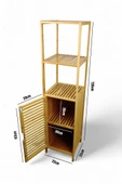 Digithome Bambu Tek Kapaklı 3 Raflı Çok Amaçlı Banyo Düzenleyici Organizer Dik Dolap JWBW-5049 - 4