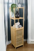 Digithome Bambu Tek Kapaklı 3 Raflı Çok Amaçlı Banyo Düzenleyici Organizer Dik Dolap JWBW-5049 - 1