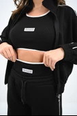 Kadın Crop Detaylı Bol Paça 3'lü Eşofman Takımı 4223-25 - 7