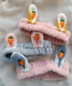 Bandana Peluş 3 Adet Sevimli Tavşan Kulak Makyaj Bandanası Havuç Saç Çember Bandı - 3