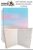 2025 Haftalık Ajanda Spralli Sert Kapak 1 Adet 15x22 cm Telli Ajanda 2025 Çizgili Ajanda Günlük Planlayıcı Haftalık Ofis - 4