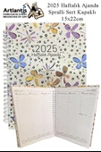 2025 Haftalık Ajanda Spralli Sert Kapak 1 Adet 15x22 cm Telli Ajanda 2025 Çizgili Ajanda Günlük Planlayıcı Haftalık Ofis - 2