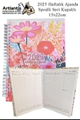 2025 Haftalık Ajanda Spralli Sert Kapak 1 Adet 15x22 cm Telli Ajanda 2025 Çizgili Ajanda Günlük Planlayıcı Haftalık Ofis - 3