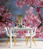 Pembe Çiçek ve Kuş Manzaralı Duvar Kağıdı thumbnail 5