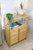 Digithome Bambu Çift Kapaklı 2 Raflı Çok Amaçlı  Düzenleyici Organizer Yatay Dolap JW-26720 - 2