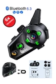 500 Mt Intercom 6 Eşleşmeli Müzik Paylaşımlı Kask Kulaklık D-2PR 6X Su Geçirmez Motosiklet Intercom - 1