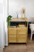 Digithome Bambu Çift Kapaklı 2 Raflı Çok Amaçlı  Düzenleyici Organizer Yatay Dolap JW-26720 - 1