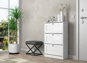 Sakura Palermo 3 kapaklı ayakkabılık-Wood Beyaz -Minifiks Bağlantılı - 1