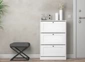 Sakura Palermo 3 kapaklı ayakkabılık-Wood Beyaz -Minifiks Bağlantılı - 2