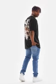 Unisex Baskılı Oversize T-Shirt - Siyah - 5