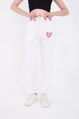 Oversize Boru Paça Baskılı Eşofman Pantolon - Beyaz - 4
