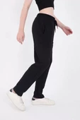 Oversize Boru Paça Baskılı Eşofman Pantolon - Siyah - 4