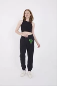 Kadın Lastikli Baskılı Eşofman Pantolon - Lacivert - 1