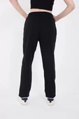 Oversize Boru Paça Baskılı Eşofman Pantolon - Siyah - 2