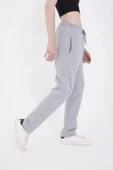 Oversize Boru Paça Baskılı Eşofman Pantolon - Gri - 2