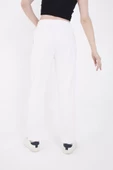 Oversize Boru Paça Baskılı Eşofman Pantolon - Beyaz - 3