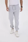 Unisex Kışlık Lastikli Eşofman Pantolon - Gri - 5